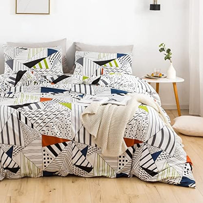  SUSYBAO Botanical Duvet Cover Queen 100% Cotton Tropical Plant Duvet Cover 3 Pieces Set 1 Palm Leaves Patterned Duvet Cover With Zipper Ties 2 Pillowcases Luxury Soft Green Botanical Bedding Set Comfy