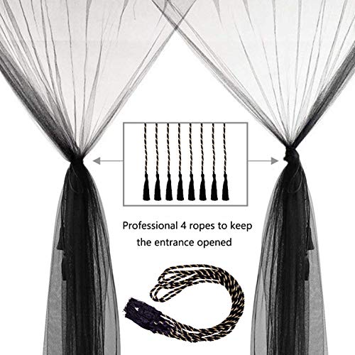  Mosquito NET For Bed Canopy, Four Corner Post Curtains Bed Canopy Elegant Mosquito Net Set, Stick Hook &Profession Rope For Net, Screen Netting Canopy Curtains, Full/Queen/King/Black