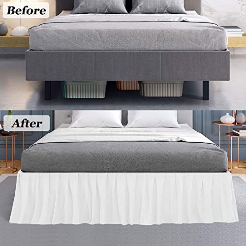  Ruffled Bed Skirt With Split Corners Three Side Coverage-Queen Size Dust Ruffles Bed Skirts 18 Inch Drop Expertise Tailored Fit Wrinkle Free Bed Skirt Dust Ruffle (Queen 18 Drop-White)
