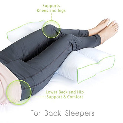  Sleep Yoga Leg Back Sleepers & Side Sleepers, Ergonomically Designed Down Alternative Between & Under Pillow For Knee Support, Hypoallergenic & Washable, 26" X 13" X 3"/One Size, White