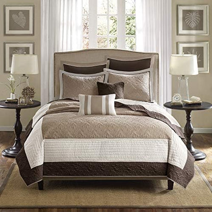  Attingham Reversible Quilt Set - All Season Breathable Coverlet, Lightweight Cozy Bedding Layers, Matching Shams, King/Cal King(104"x94"), Black Multi 7 Piece