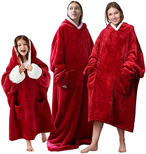  EHEYCIGA Wearable Blanket Hoodie For Kids, Hoodie Blanket With Pockets And Sleeves Sweatshirt Blanket For Teens - Navy Kids