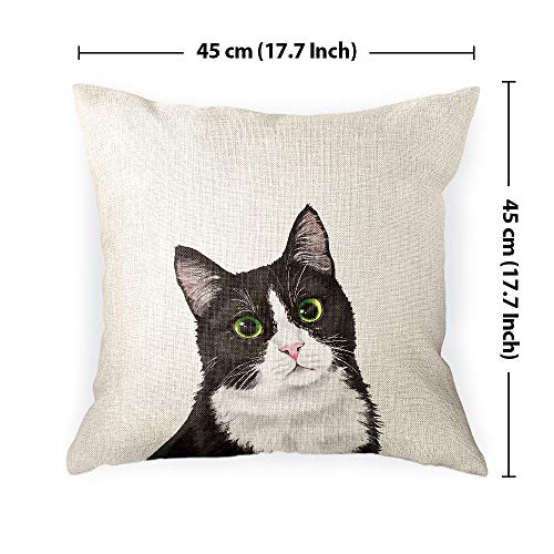  WIRESTER Sofa Pillow Case, Decorative Throw Pillow Cushion Cover For Home Office 18 X 18 Inch, Cute Tuxedo Cat