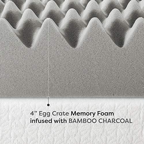  Mellow 4 Inch Egg Crate Memory Foam Mattress Topper With Infusion, Twin