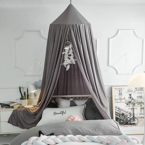  Bed Canopy For Girls Kids,Princess Round Dome Children Dreamy Mosquito Net Bedding Girls Room Castle Play Tent Hanging House Decor Reading Nook Canopies (Beige Pink)