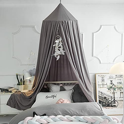  Bed Canopy For Girls Kids,Princess Round Dome Children Dreamy Mosquito Net Bedding Girls Room Castle Play Tent Hanging House Decor Reading Nook Canopies (Beige Pink)