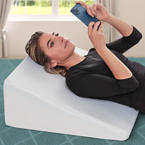  Leg Elevation Pillow - Leg Pillows For Sleeping - Cooling Gel Memory Foam Top, High-Density Leg Rest Elevating Foam Wedge | Relieves And Recovers Foot And Ankle Injury, Leg, Hip And Knee Pain