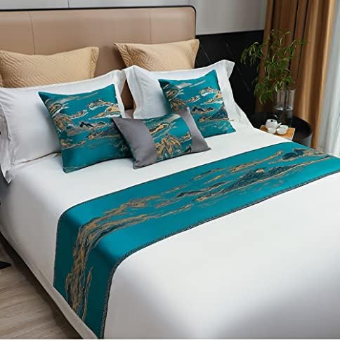  QFWMCW Luxury Bed Runner Bed Runners For King Size Bed Bedding Runner Bed Scarf Home Decorative Bed End Scarf For Hotel Wedding Room Home Guestroom, Gray, King 19.7x95.4in