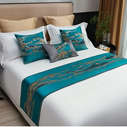  QFWMCW Luxury Bed Runner Bed Runners For King Size Bed Bedding Runner Bed Scarf Home Decorative Bed End Scarf For Hotel Wedding Room Home Guestroom, Gray, King 19.7x95.4in