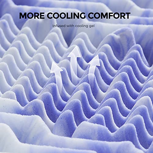  3 Inch 7-Zone Twin Memory Foam Mattress Topper, Cooling Gel Infused Foam Mattress Topper Twin For Back Pain, CertiPUR-US Certified