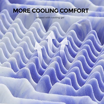  3 Inch 7-Zone Twin Memory Foam Mattress Topper, Cooling Gel Infused Foam Mattress Topper Twin For Back Pain, CertiPUR-US Certified