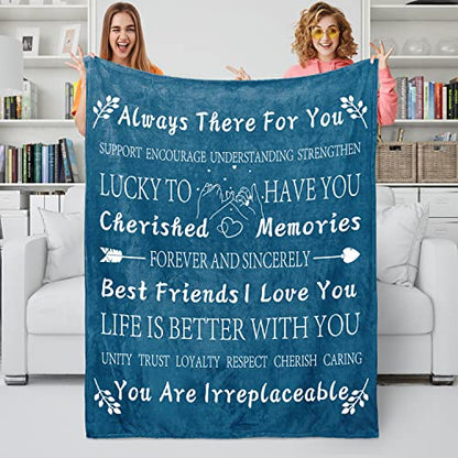  Best Friend Birthday Gifts For Women Unique Female Friendship Gifts For Bestie Fleece Throw Blanket 50"x60" (Seablue)