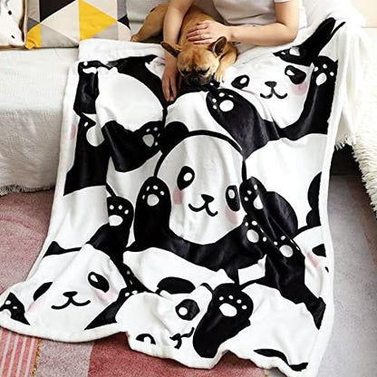  Sviuse Panda Throw Blanket Flannel Fleece Blanket Cartoon Panda Pattern Lightweight Throw For Bed Sofa Travel Kids Teens Birthday Gifts For Panda Lovers (Panda 7, (50" X 60")