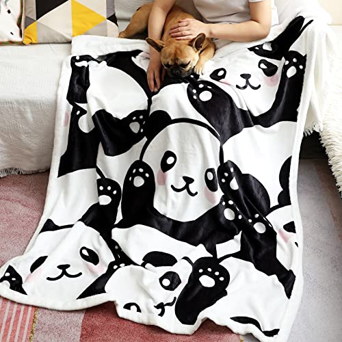  Sviuse Panda Throw Blanket Flannel Fleece Blanket Cartoon Panda Pattern Lightweight Throw For Bed Sofa Travel Kids Teens Birthday Gifts For Panda Lovers (Panda 7, (50" X 60")