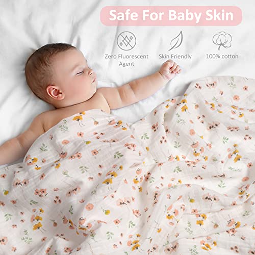  Viviland Swaddle Blanket, 100% Cotton Muslin Swaddle Blanket For Boys Girls, 4 Pack Baby Swaddle Blanket Muslin Swaddle Receiving Blanket For Newborn, Muslin Blanket Soft Silky Breathable, 47X47In