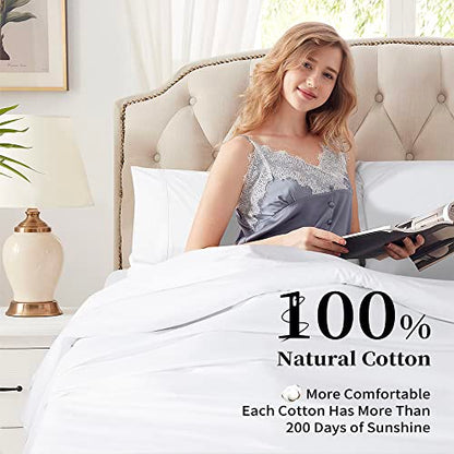  1200 Thread Count Cotton King Size Sheets, Luxury 5-Star Hotel 100% Egyptian Cotton Sheets Set, Sateen Weave For Soft Feel, Fits Mattress Upto 16" DEEP Pocket - 4 Piece(White, King)