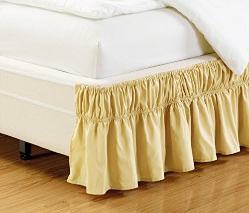  Wrap Around 18" Inch Fall White Ruffled Elastic Solid Bed Skirt Fits All Twin And Full Size Bedding High Thread Count Microfiber Dust Ruffle, Silky Soft & Wrinkle Free.
