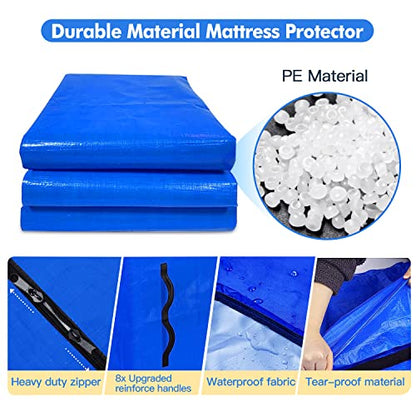  NVRGIUP Mattress Bags For Moving，Mattress Cover For Moving With Heavy Duty Tarp Mattress Bag With 8 Handles Moving Mattress Bag Protector Moving Supplies & Moving Bags Queen Size 82’’x63’’x15’’