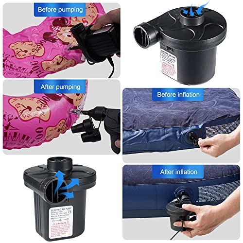  Electric Air Pump, Portable Quick-Fill Air Pump With 3 Nozzles, 110V AC/12V DC, Perfect Inflator/Deflator Pumps For Outdoor Camping, Inflatable Cushions, Air Mattress Beds, Boats, Swimming Ring