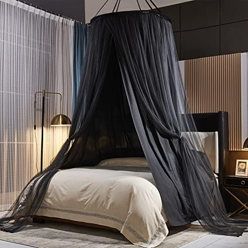  Luxurious Bed Canopy For Girls & Adults, Large Elegant Double Layer Bed Curtain Canopy Drapes, Round Dome Lace Princess Canopies Netting (Pink)
