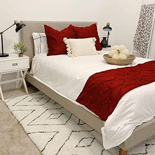  3 Piece Pinch Pleated Bed Runner Set Decorative Bed Scarf 100% Egyptian Cotton 400 Thread Cotton Hotel Class Bedding (1 Bed Runner, 2 Pillow Shams) (Dark Grey, Twin)