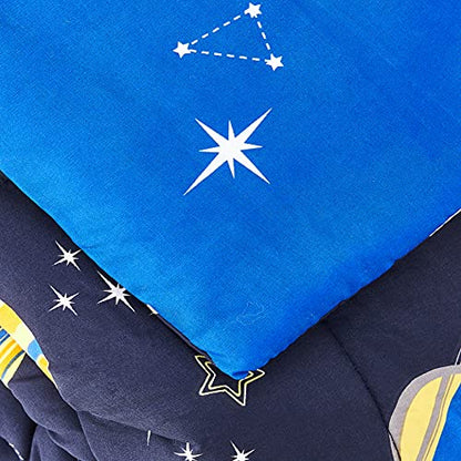  Waverly Space Adventure Modern Graphic 2-Piece Reversible Comforter Set, Twin, Multicolor