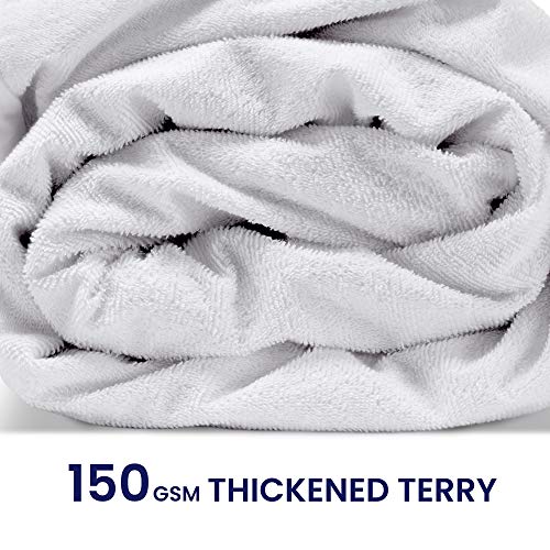  Waterproof Mattress Protector Twin Size, Soft Breathable Cotton Terry Mattress Cover, Washable Noiseless Bed Cover Deep Pocket 8"-21", Twin