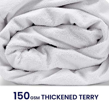  Waterproof Mattress Protector Twin Size, Soft Breathable Cotton Terry Mattress Cover, Washable Noiseless Bed Cover Deep Pocket 8"-21", Twin