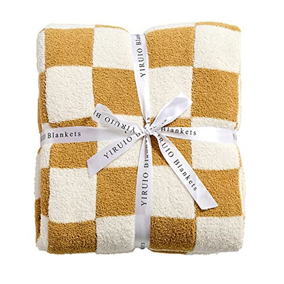  YIRUIO Throw Blankets Checkerboard Checkered Chessboard Warmer Comfort Reversible Microfiber Soft Cozy For Kids Baby Children(Burnt Orange, 30''x40'')