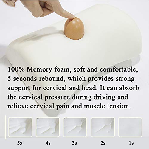  Awave Bloom Car Headrest,Car Seat Neck Rest Pillow,Comfort Headrest Cushion For Chair,100% Memory Foam Cervical Support,Leather Headrest For Driving,Relieve Neck Pain,Neck Supports For Car(Black)