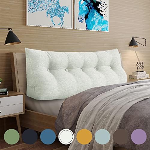  WOWMAX Large Bolster Triangular Headboard Pillow Twin Dorm Headboard Twin XL Bed Wedge Pillow For Headboard Bolster Pillow For Bed With Removable Cover, Gray Polyester Linen Blend Twin