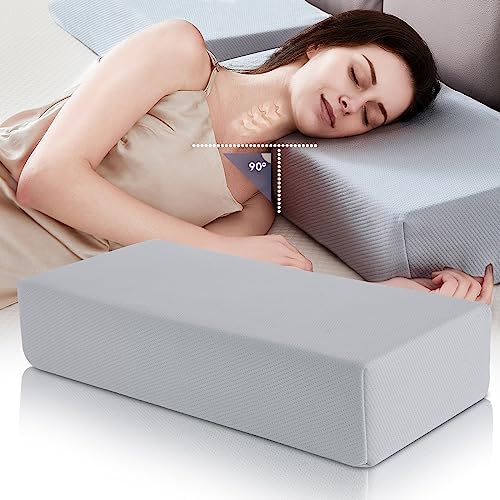  Cube Memory Foam Pillow For Side Sleepers (24"x12"x5" Medium Support), Thick Bed Pillow For Sleeping With Bamboo Cover, Rectangle Pillow For Neck And Shoulder Pain Relief - King, Queen, Square | White