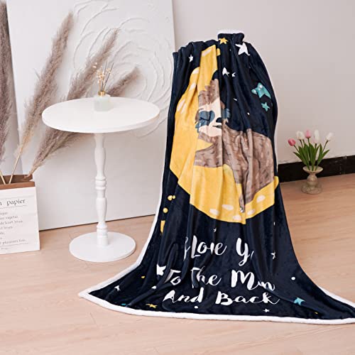  Blytheyes Sloth Moon Blanket Throw Blanket Flannel Blanket Cute Kids Blanket Bed Blanket Super Soft Flannel Sofa Blanket Sloth Blanket For Office, Bedroom, Travel, All Seasons 50 * 60inch