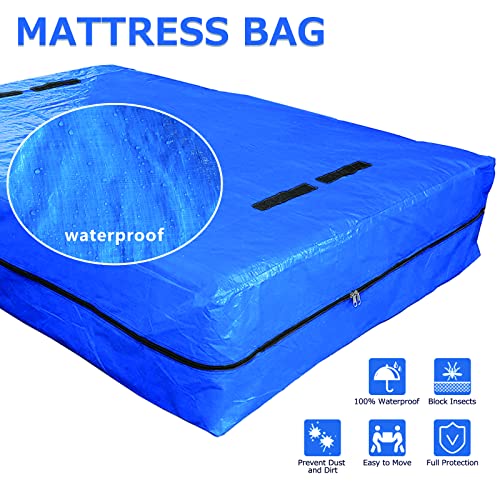  Mattress Storage Bag, Heavy-Duty Waterproof With 8 Handles Mattress Cover For Moving, Strong Zipper, Reusable, Ultra-Thick Mattress Protector (Queen)