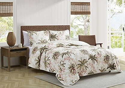  Tommy Bahama - Quilt Set, Reversible Cotton Bedding With Matching Shams, Lightweight Home Decor For All Seasons (Bonny Cove Ivory, King)