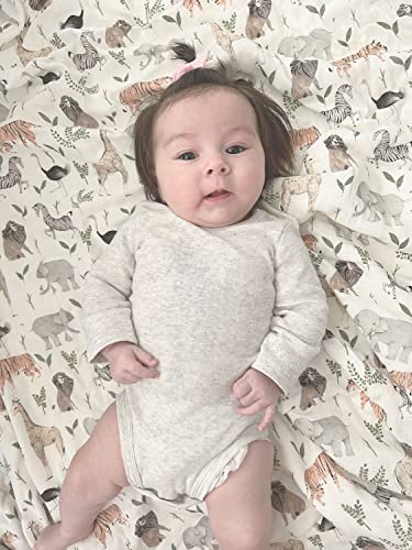  Little Jump Muslin Baby Quilt, Jungle Print Bamboo Muslin Quilt Toddler Blanket - Oversized 47" X 47" - 2 Layers Muslin Crib Blanket For Baby Boy And Girls (Jungle)