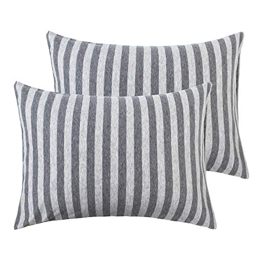  NTBAY 2 Pack 100% Organic Jersey Cotton Toddler Pillowcases, Super Soft And Breathable Yarn-Dyed 13x18 Nursery Pillow Cases With Envelope Closure, 13"x18", Camel And Beige Stripe