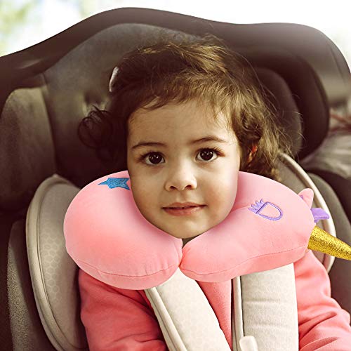  Kids Travel Pillow,Unicorn Kids Neck Pillow For Traveling With Sleep Mask,Cute Toddler Car Flight Pillow,Kids Travel Essentials Airplane Road Trip Must Have,Cartoon Gift For Adult,Toddler,Child,Girl