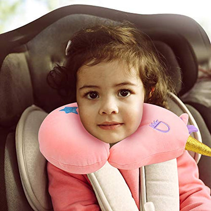  Kids Travel Pillow,Unicorn Kids Neck Pillow For Traveling With Sleep Mask,Cute Toddler Car Flight Pillow,Kids Travel Essentials Airplane Road Trip Must Have,Cartoon Gift For Adult,Toddler,Child,Girl