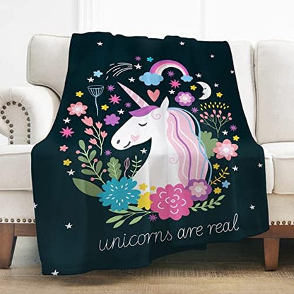  Unicorn Blanket, Cozy Lightweight Durable Bed Couch Blanket, Plush Microfiber Blanket 50"x60"