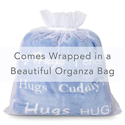  “Hugs” Plush Throw Blanket- Inspired Gift Ideas For The Entire Family, Comfort Gifts, Blue
