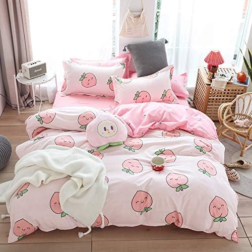  Ultra Soft Duvet Cover Set, 3 Pieces Set (1 Comforter Cover And 2 Pillow Shams) With Zipper Closure, Printed Peach, Queen Size