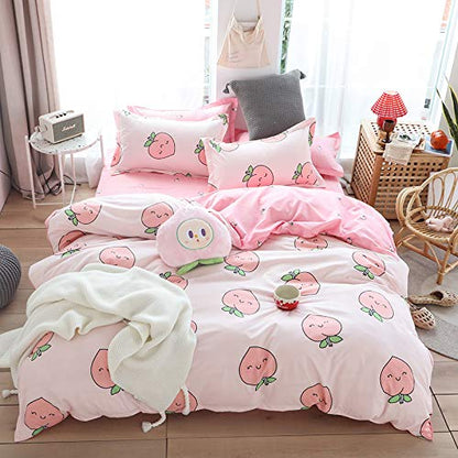 Ultra Soft Duvet Cover Set, 3 Pieces Set (1 Comforter Cover And 2 Pillow Shams) With Zipper Closure, Printed Peach, Queen Size