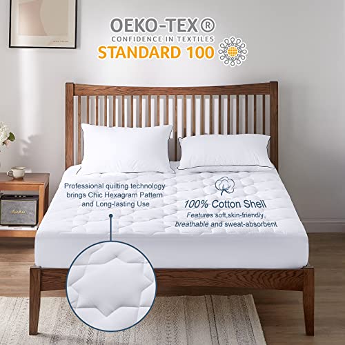  Cozylux Twin XL Cotton Mattress Pad Deep Pocket Quilted Mattress Cover Extra Long For College Dorm PillowTop Mattress Protector Up To 20", Fitted Sheet Mattress Cover, 39x80 Inches, White