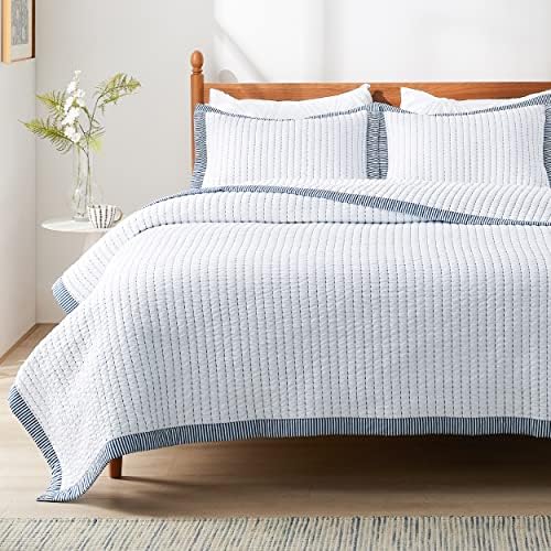  Bedsure Linen Quilt Queen Size - Lightweight Soft Quilt Bedding Set For All Seasons, Bedspreads & Coverlets, Corduroy Pattern Quilt Set, 3 Pieces With 2 Pillow Shams