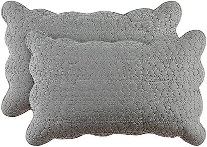  BOSOWOS Pillow Shams Standard Size Set Of 2, Ultra Soft Breathable Quilted Pillow Cases 20 X 26 Inches For Sleeping, Grey Big Round Standard 2Pack