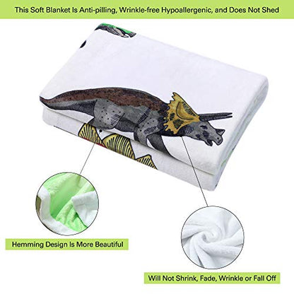  Dinosaur Throw Blanket, Dino Plush Fleece Kids Blanket Soft Cozy Cartoon Blankets With Jurassic Dinosaurs For Boys Gift For Kids Adults (Dinosaur 1, 50" X 60")