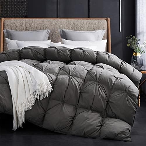  All Season King Size Feathers Down Comforter Duvet Insert, 100% Down-Proof Cover Duvet Insert With 8 Tabs, Light Blue 106x90 Inches