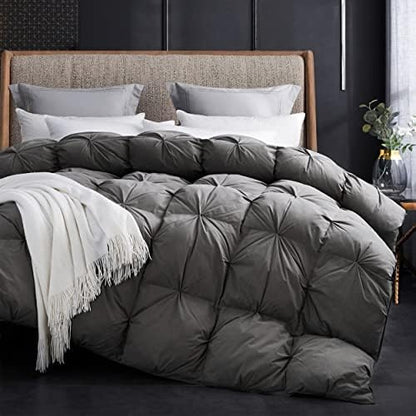  All Season King Size Feathers Down Comforter Duvet Insert, 100% Down-Proof Cover Duvet Insert With 8 Tabs, Light Blue 106x90 Inches