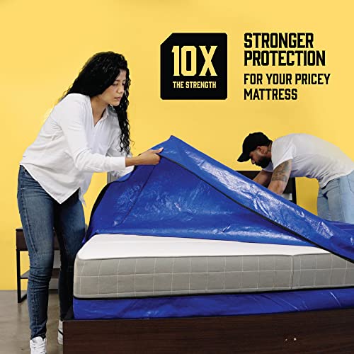  Mattress Bags For Moving With 8 Handles Queen - 2 PACK Extra-Thick Mattress Bag For Moving - Reusable Mattress Storage Bag - Zippered Mattress Cover For Moving, Moving Mattress Bag Protector